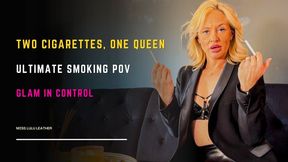 Double Cigarette Smoking in Leather | Glamorous & Dominant - Miss Lulu Leather - MP4 HD