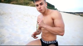 Hot Russian Guy Shows Off Muscles in Sexy Beach Scene