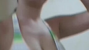 Jiggly busty teen teasing