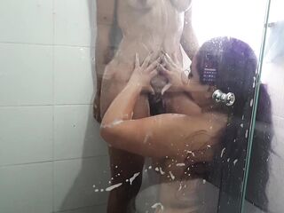 Carla Morelli and MaggieQueen Playing in the shower