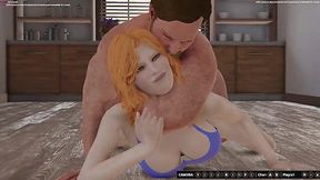 Busty Bitch Olwen Fights Naked with Hung Hunk Ethan in Epic 3D Brawl