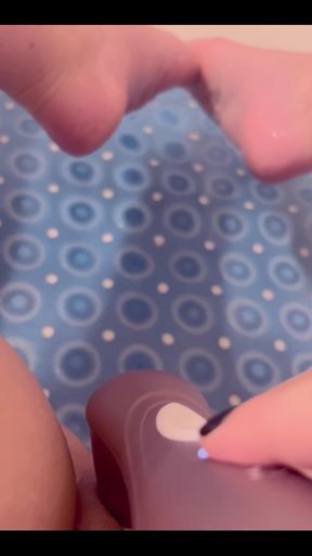 Using My Favorite Clit Sucking Toy Overstimulating My Little Clit as I *** and Cum.