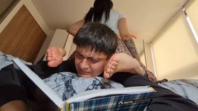 Fetish Machine Femme - Foot Dominating My Nerdy Classmate While He'S Studying For Me To Approve The Exam video