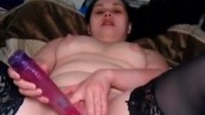 Naturally slutty brunette with huge boobs is too voracious about anal solo