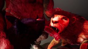 Hard Threesome with Big Minotaur Bear Deepboyo deep in ass creampie