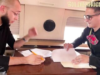 Jointly with my wife we've a spectacular fuckfest in my intimate plane with the stewardesses and the p