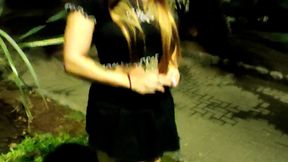 Sneaking out and peeing in a public park