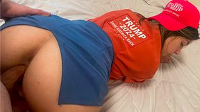 Republican girl rejoiced at the victory and jumped on friend&#039;s dick with joy