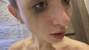 Wet smudged mascara