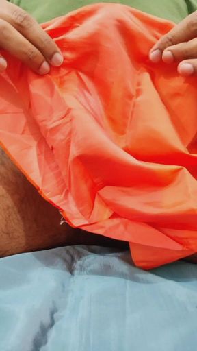 Satin Silk Handjob Porn - Satin Silky Orange Suit Rub on Dick Head 85