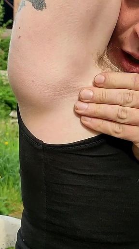 Worshiping and licking my armpit