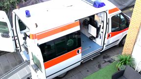 Sexy natural nurse gets fucked in the hospital car