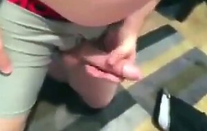 Big-cock amateur gets a blowjob from his buddy and cums hard