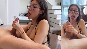 Nervous nerdy chick rides and sucks hard cock from her boyfriend in hot homemade porn video