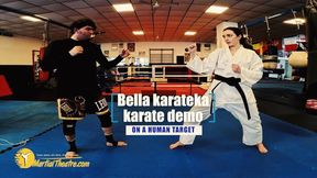 Bella karateka karate demo on human target