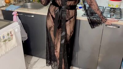 While my husband was on a business trip, a gorgeous milf in a negligee gave me a blowjob and I fucked her doggystyle.