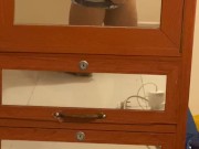 I play my penis in front of mirror