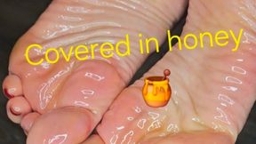 Covered in honey and licked off