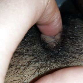 I tickled my big clit to orgasm