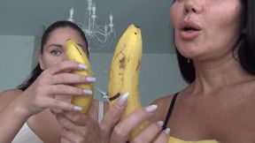 We swallow huge chunks of banana aa