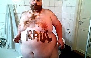 Extreme fat gay dude and his kinky toilet show