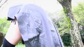 Crossdressing Witch Ass Ripped by Magic Wand Gushes Cum in Wild Forest