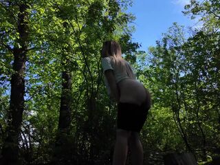 Masturbating my virgin pink pussy in the woods. Public jacking off, orgasm, almost getting caught. 4