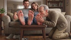 Cuckold Foot Slave Worships Alpha Couple Feet - 3D Animation