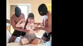 Asian fresh idol's hot night of first interracials