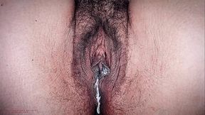 Close Up Of a Beautiful Big Hairy And Creamy Mature Pussy - Full Video.