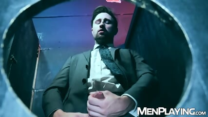 Horny Drew Dixon is bred deep at gloryhole by Muscular Leo La Rosa