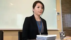 Sultry Japanese Office Lady Seduces Camera While Masterbating Solo