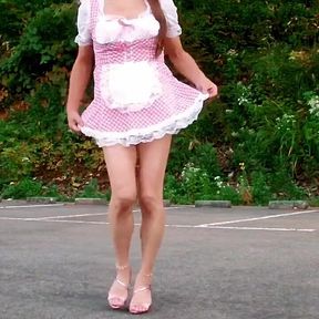 Horny Maid Pai-chan&#039;s Striptease at the Car Park