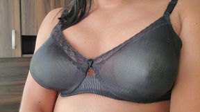 Black Seethrough D Bra and French Knickers