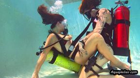 Aquaphilias- indica and Onyx- She Gets Strapped Underwater on SCUBA by Sexy Asian Domme