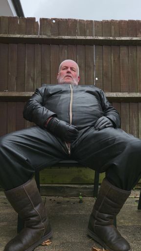Leather Overalls in the Garden
