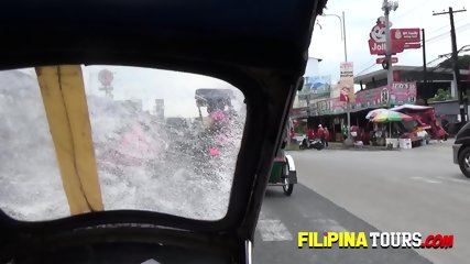 Shorty beautiful Asian girl is picked up in a tuk-tuk to have some naughty fun with white tourists.