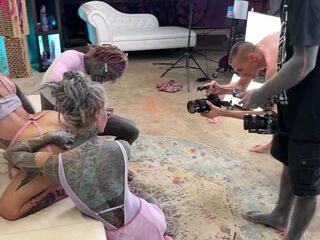 Anuskatzz tattooed woman amateur cuckold 3some. Morea Ebony banged fisted behind the scenes pov