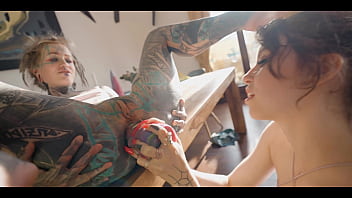 Hot Tattooed Pornstars Extreme Anal Lesbian Squirt Fest