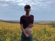 Hot boy MASTURBATE OUTDOOR / 23 cm / Huge DICK / Sexy ABS / Teen Boy / Stud