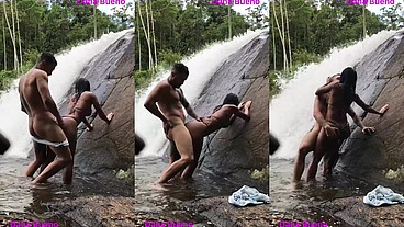 Sexo gostoso na beira da cachoeira Dana Bueno foi a cachoeira com o Lutador de MMA Allan Guerra Gomes