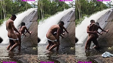 Sexo gostoso na beira da cachoeira Dana Bueno foi a cachoeira com o Lutador de MMA Allan Guerra Gomes