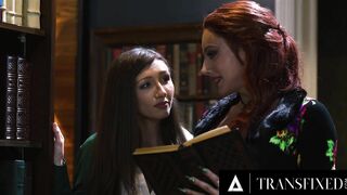 TRANSFIXED - Mischievous Besties Ariel Demure Maya Woulfe Have Sneaky Hard Sex In Public Library