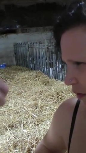 Must-see moment from &quot;A mature woman has her gangbang in the farm next to the goats&quot;