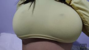 Busty MILF shows off her big ass, big pussy and tits to her 70-year-old stepfather with the intention that he will fuck her.