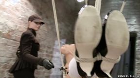 ”Hogtied lesbian gets tormented”