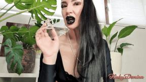 Black Lipstick White Long Nails Goddess JOI