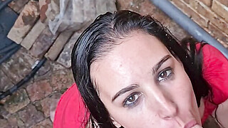 Petite Teen Sucking Cock And Drinking Piss In Alley
