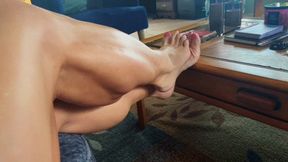 POV Barefoot Toes On Coffee Table
