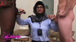 Naughty&#x1F608; professor Mia Khalifa compares cum loads, milks two cocks like a pro.